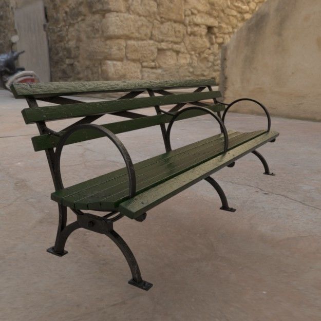 VR Park Bench Low-poly 3D model_6