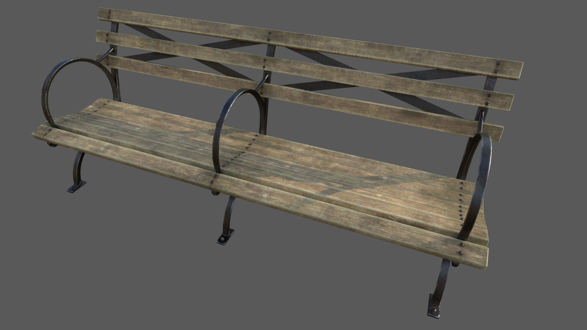 VR Park Bench Low-poly 3D model_3