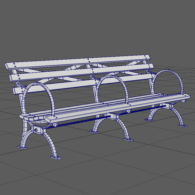 VR Park Bench Low-poly 3D model_10