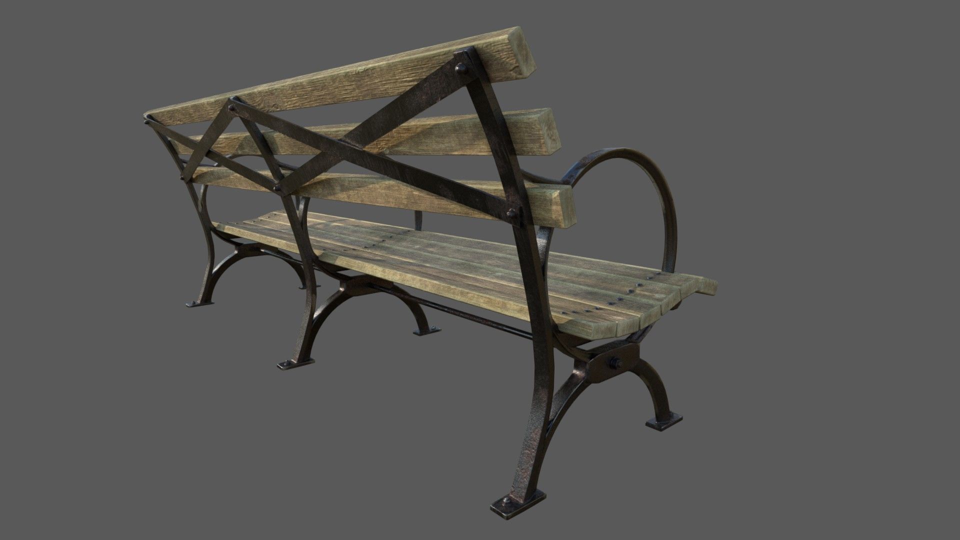 VR Park Bench Low-poly 3D model_2