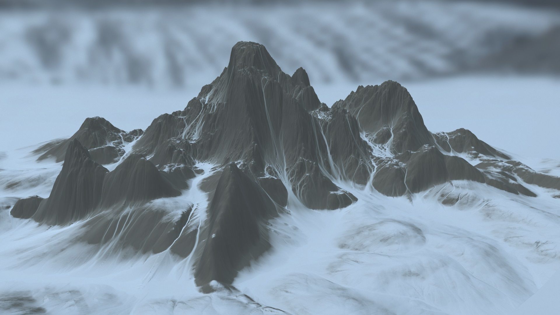 Snow Mountain Low-poly 3D model_1