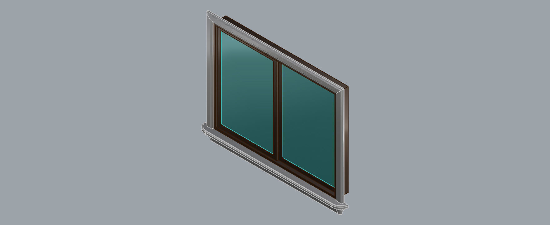 Horizontal slider window 3D model_4