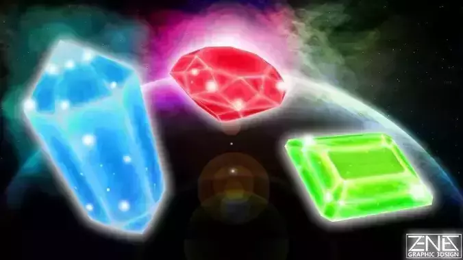Game-Ready Hand-Painted RPG Gems TRIPLE PACK  Low-poly 3D model