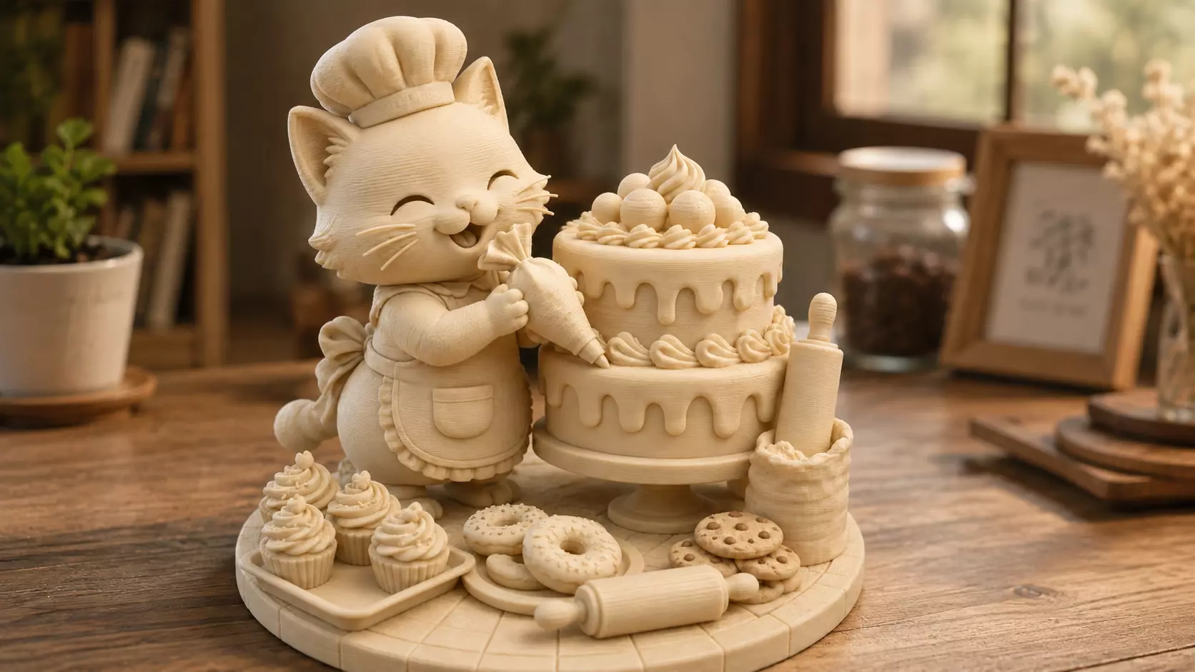 Cat Baker Figurine Cake Collectible 3D print model