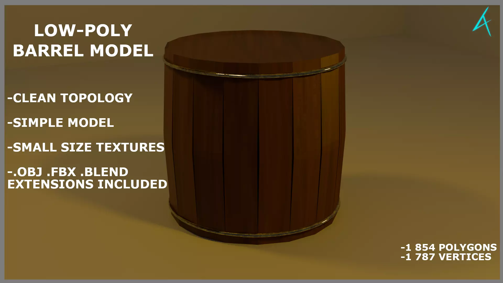 Extremely Simplified Low-Poly Wooden Barrel - FREE Free low-poly 3D model