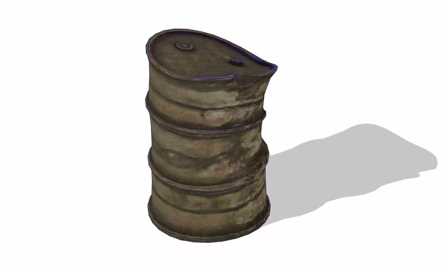 Damaged Steel Oil Drum Low-poly 3D model