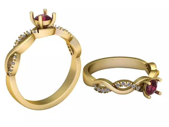 Twisted Ruby Solitaire Engagement Ring 3D print model