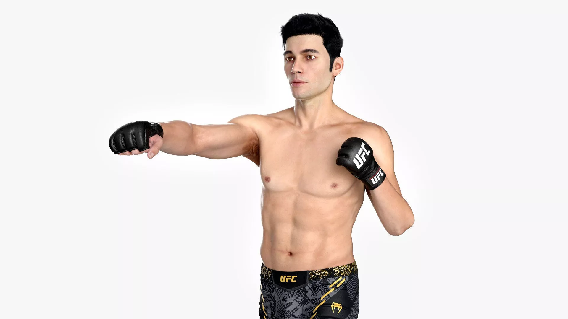 UFC MMA Fighter in Kicking Stance Fur 3D model