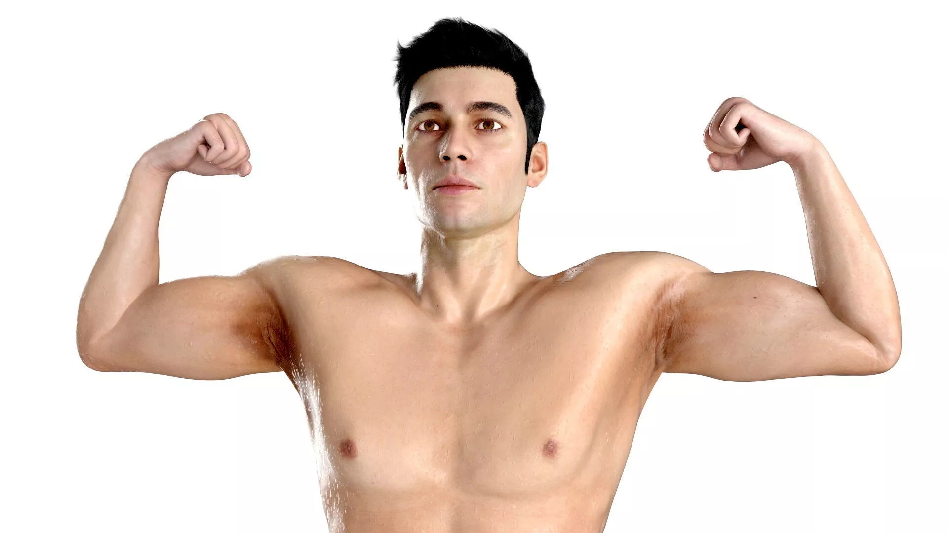 Fighter UFC MMA in Athletic Pose Sweaty Fur 3D model
