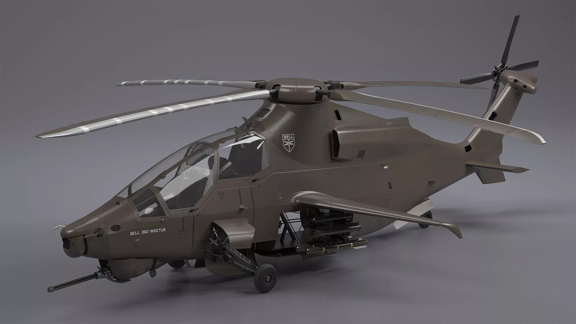 Bell 360 Invictus Helicopter with Pilot Rigged 3D model