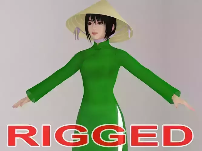 T pose rigged model of Mai with various outfit