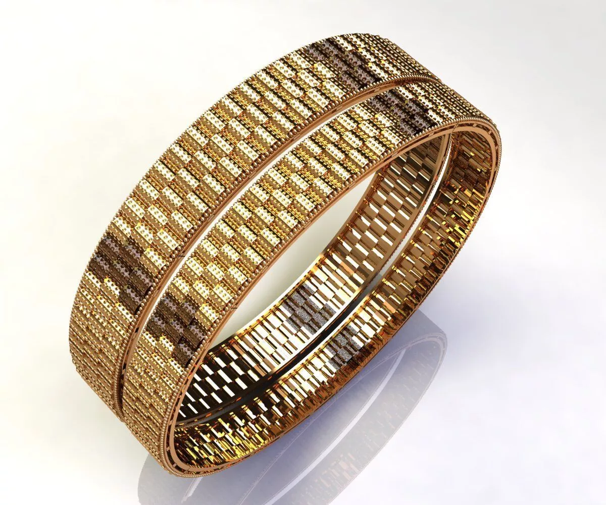 1578 Imperial Micro-Studded Checkerboard Bangle Set 60MM-16gm 3D print model