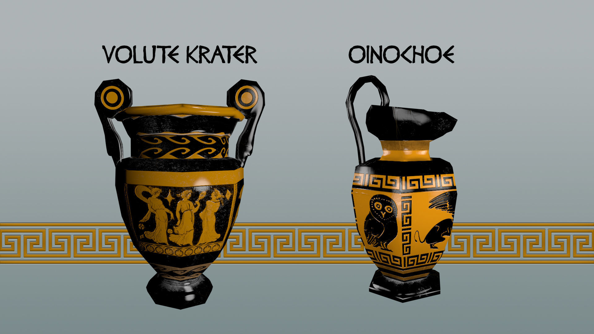 Ancient Greek Pottery Game Pack Low-poly 3D model_2