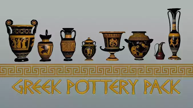 Ancient Greek Pottery Game Pack Low-poly 3D model
