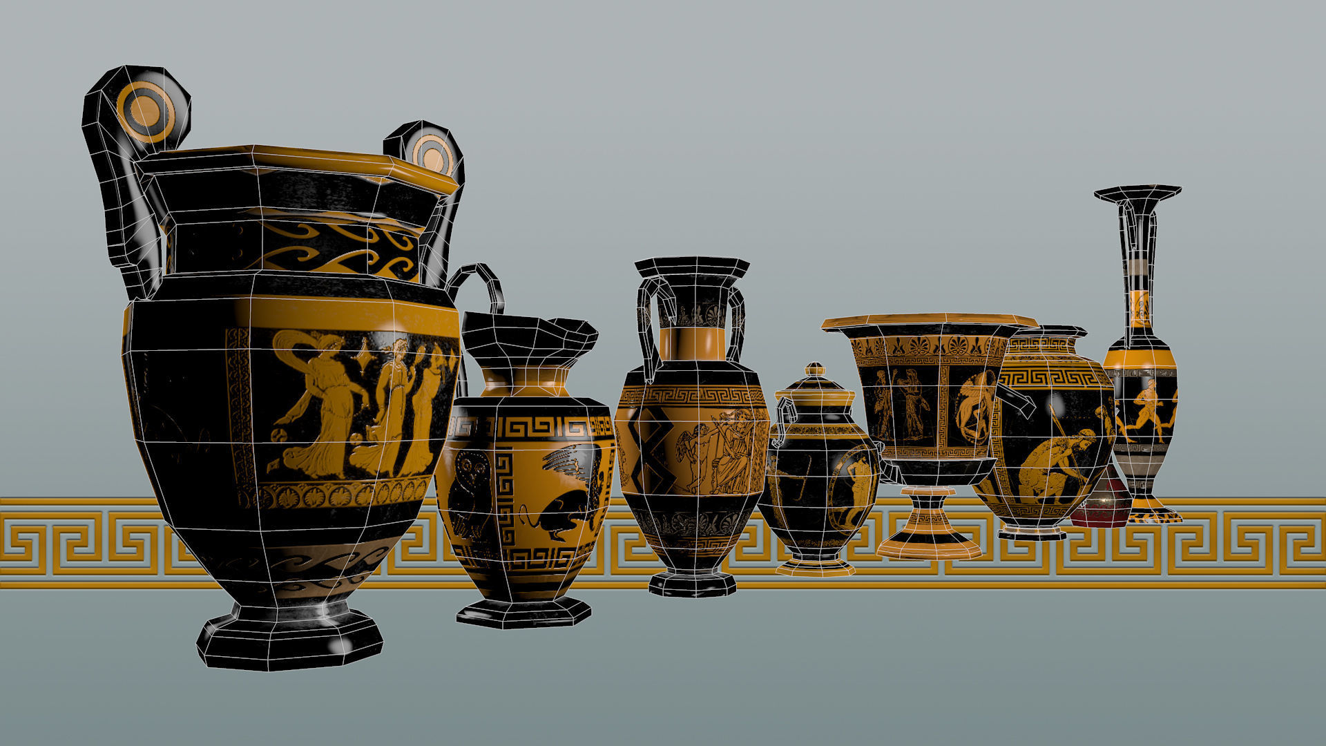 Ancient Greek Pottery Game Pack Low-poly 3D model_13