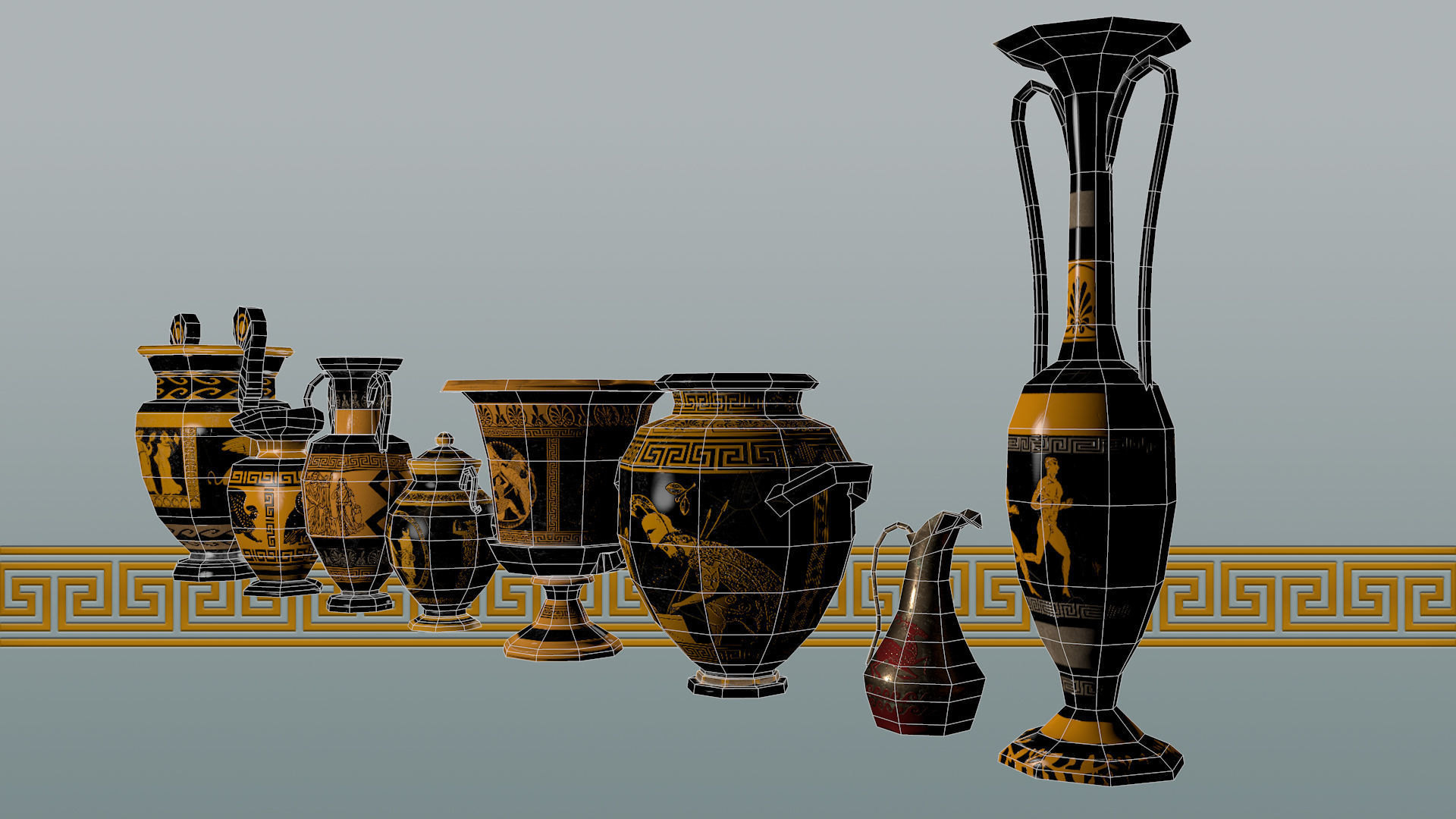 Ancient Greek Pottery Game Pack Low-poly 3D model_12