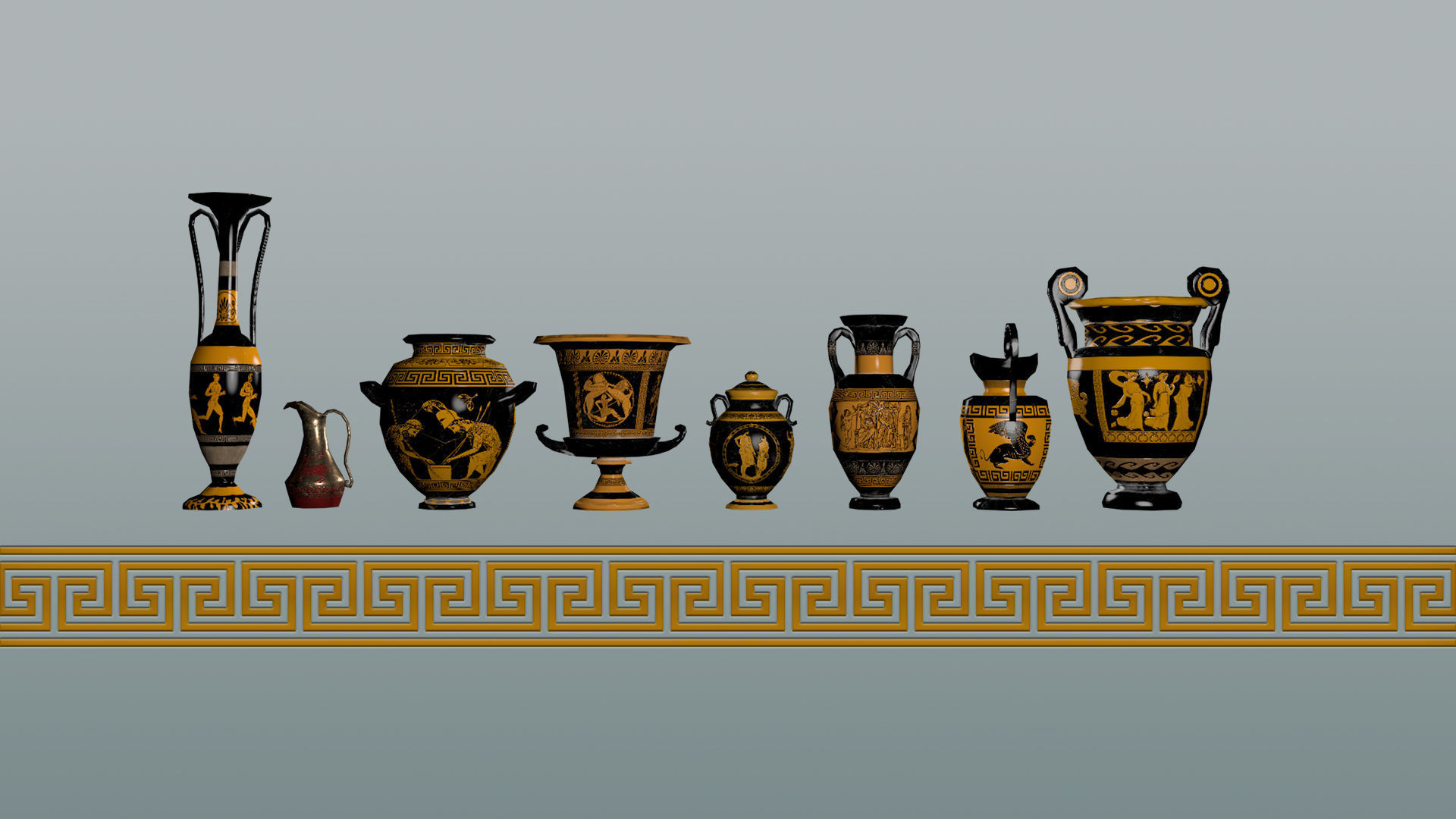 Ancient Greek Pottery Game Pack Low-poly 3D model_6