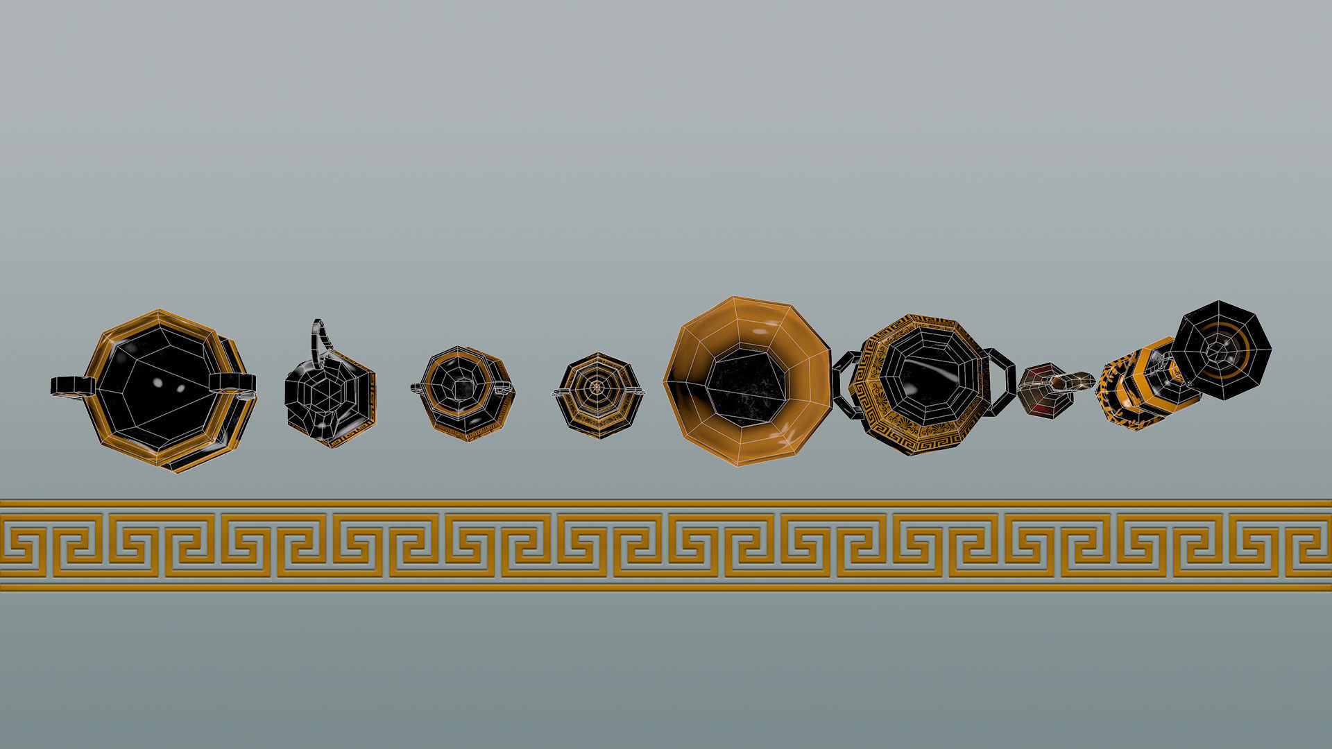 Ancient Greek Pottery Game Pack Low-poly 3D model_14
