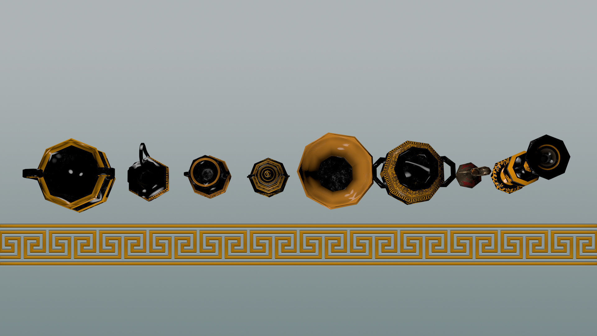 Ancient Greek Pottery Game Pack Low-poly 3D model_9