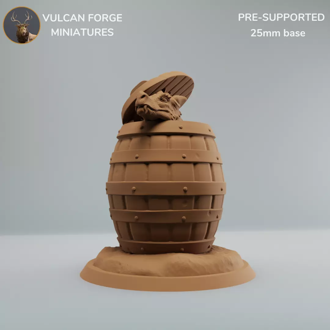 Kobold mimic kobold in wooden barrel 3D print model