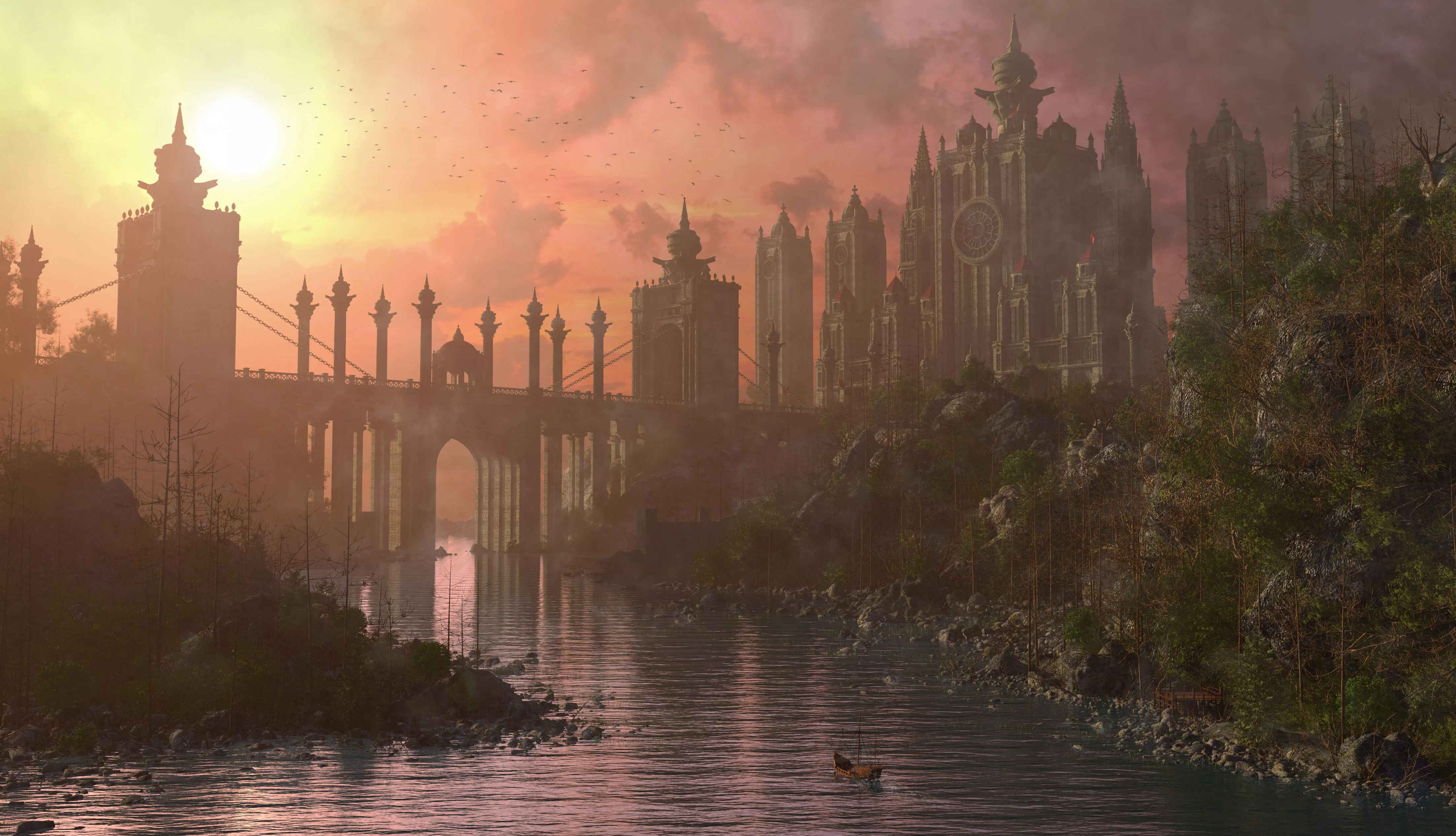Fantasy Ancient Castle 3D model