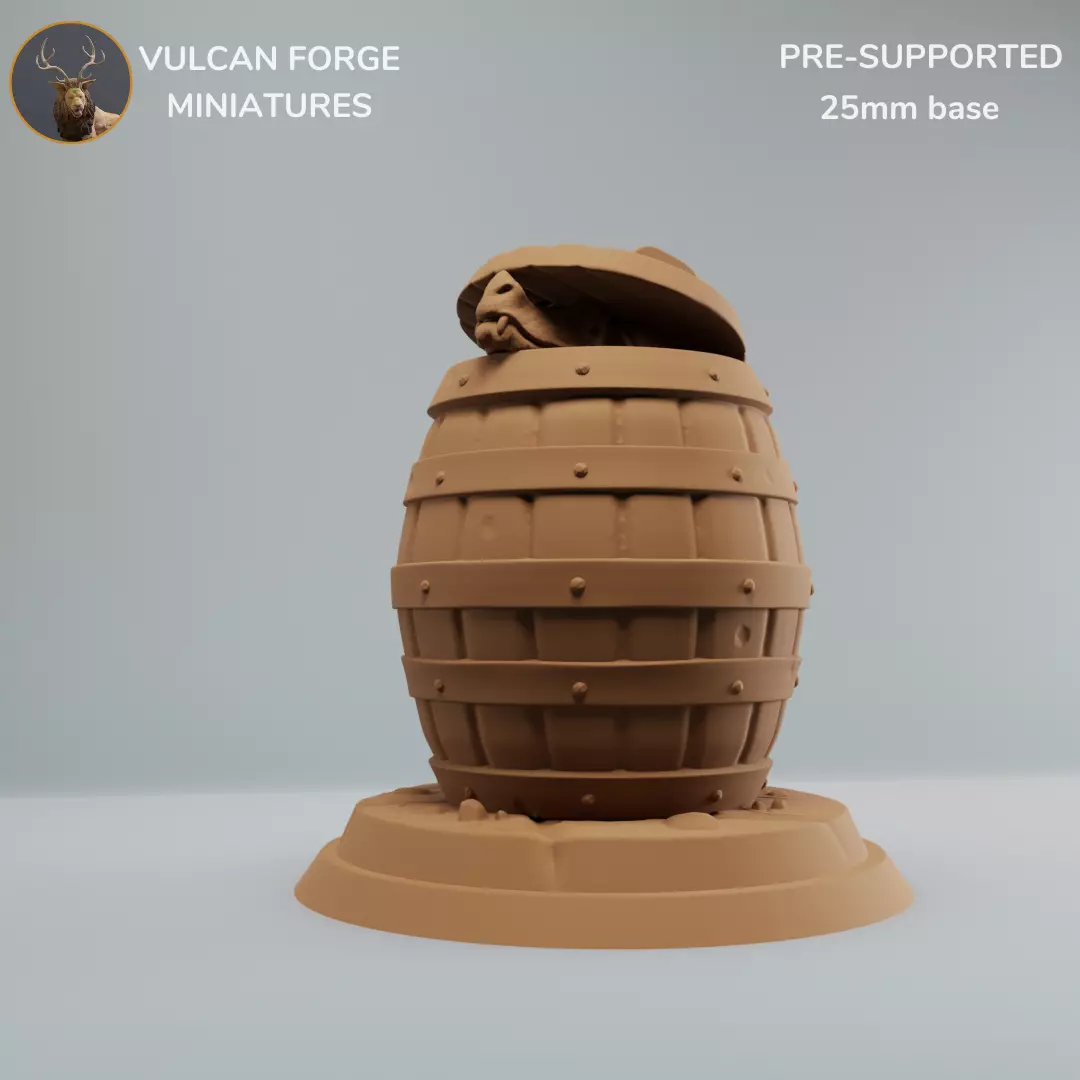 Kobold mimic kobold in wooden barrel 3D print model