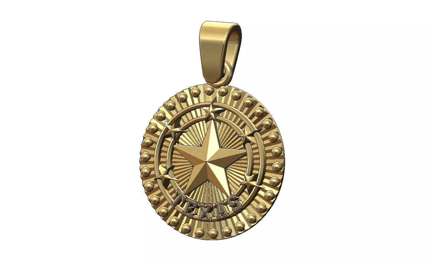 Beaded faceted Texas star pendant and charm 3D print model