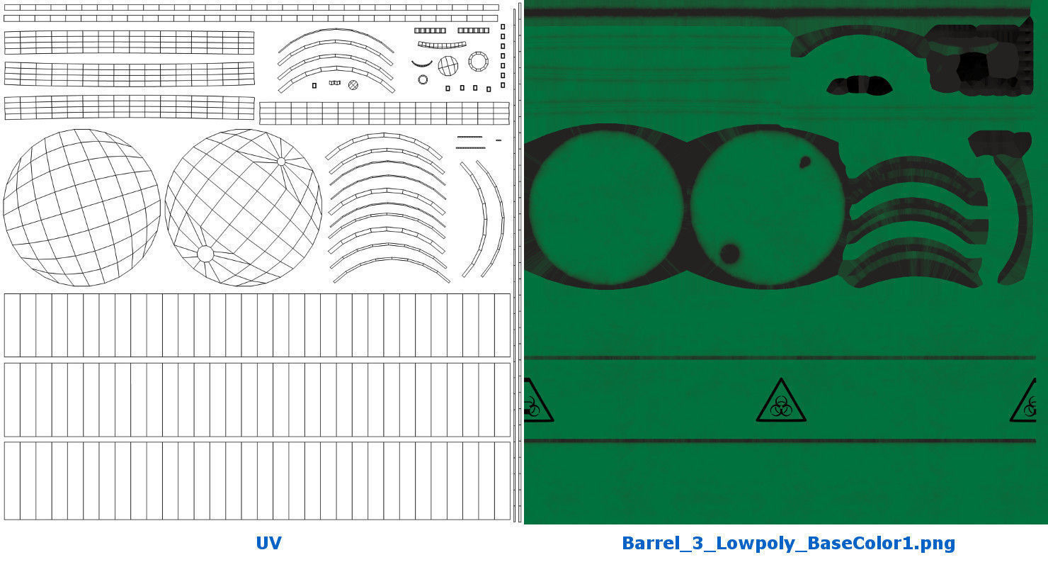 Barrel 3 Lowpoly hazard barrels Low-poly 3D model_5