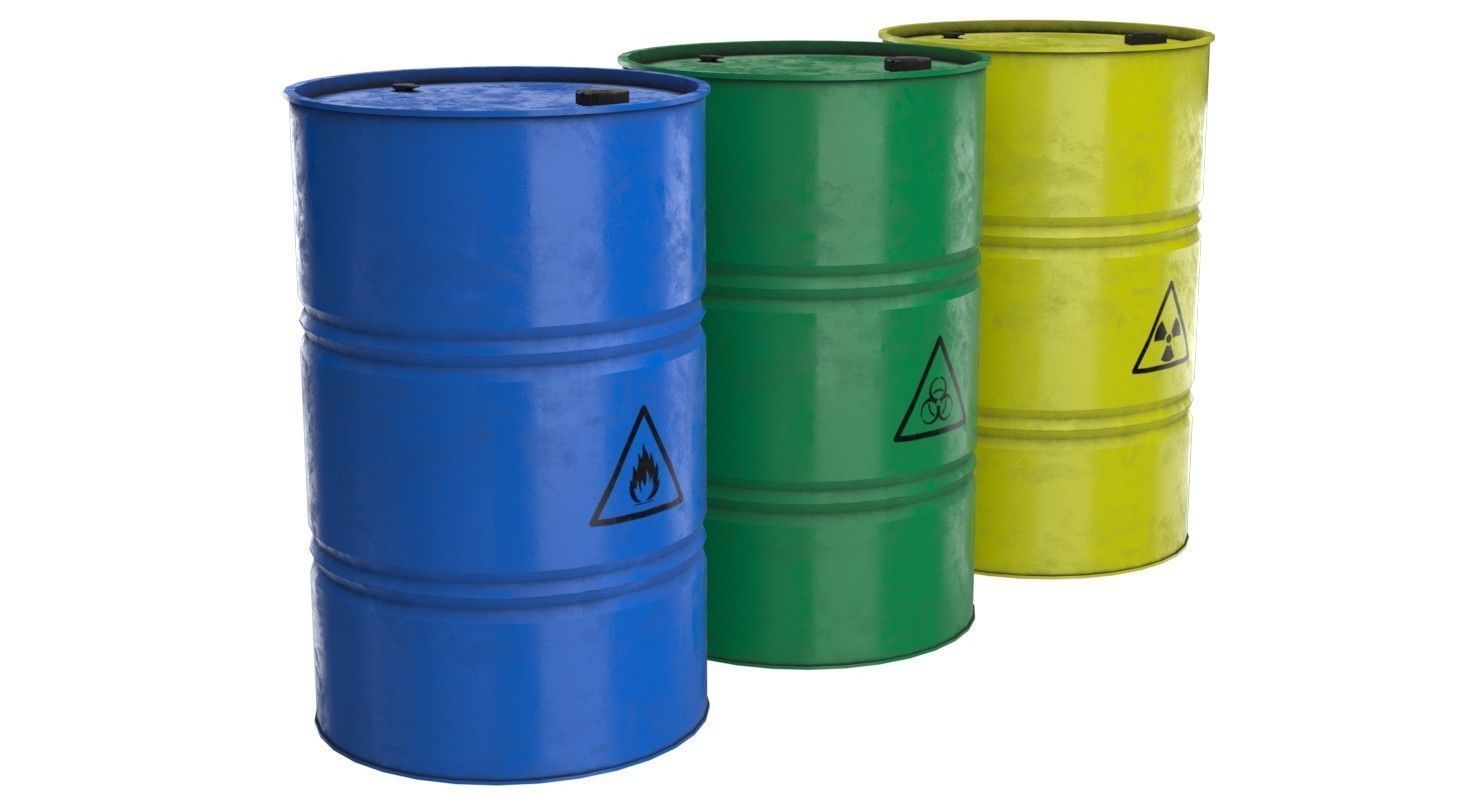 Barrel 3 Lowpoly hazard barrels Low-poly 3D model_1