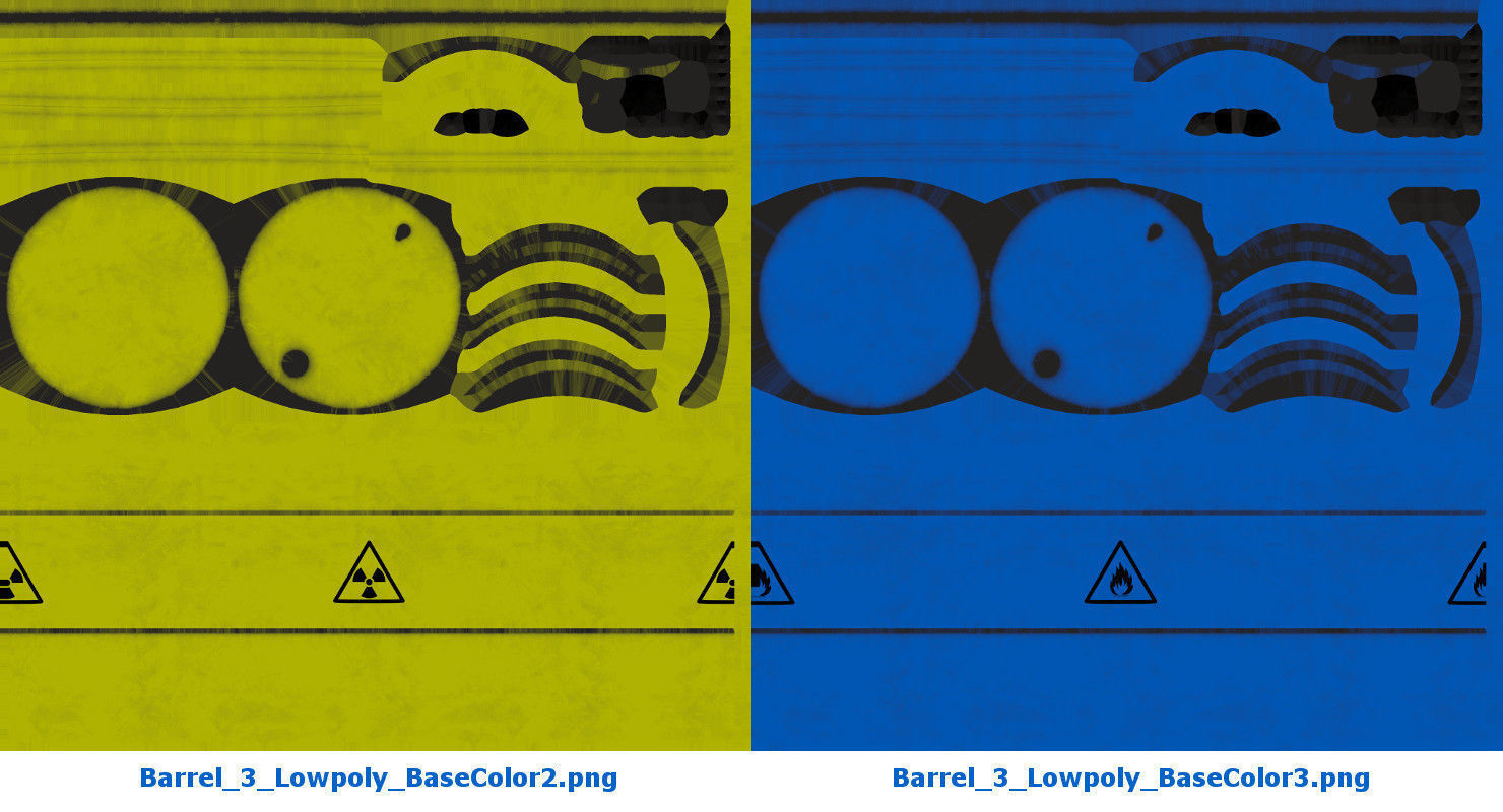 Barrel 3 Lowpoly hazard barrels Low-poly 3D model_6