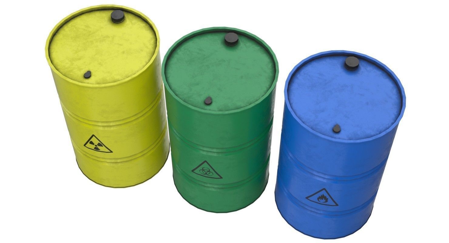 Barrel 3 Lowpoly hazard barrels Low-poly 3D model_2