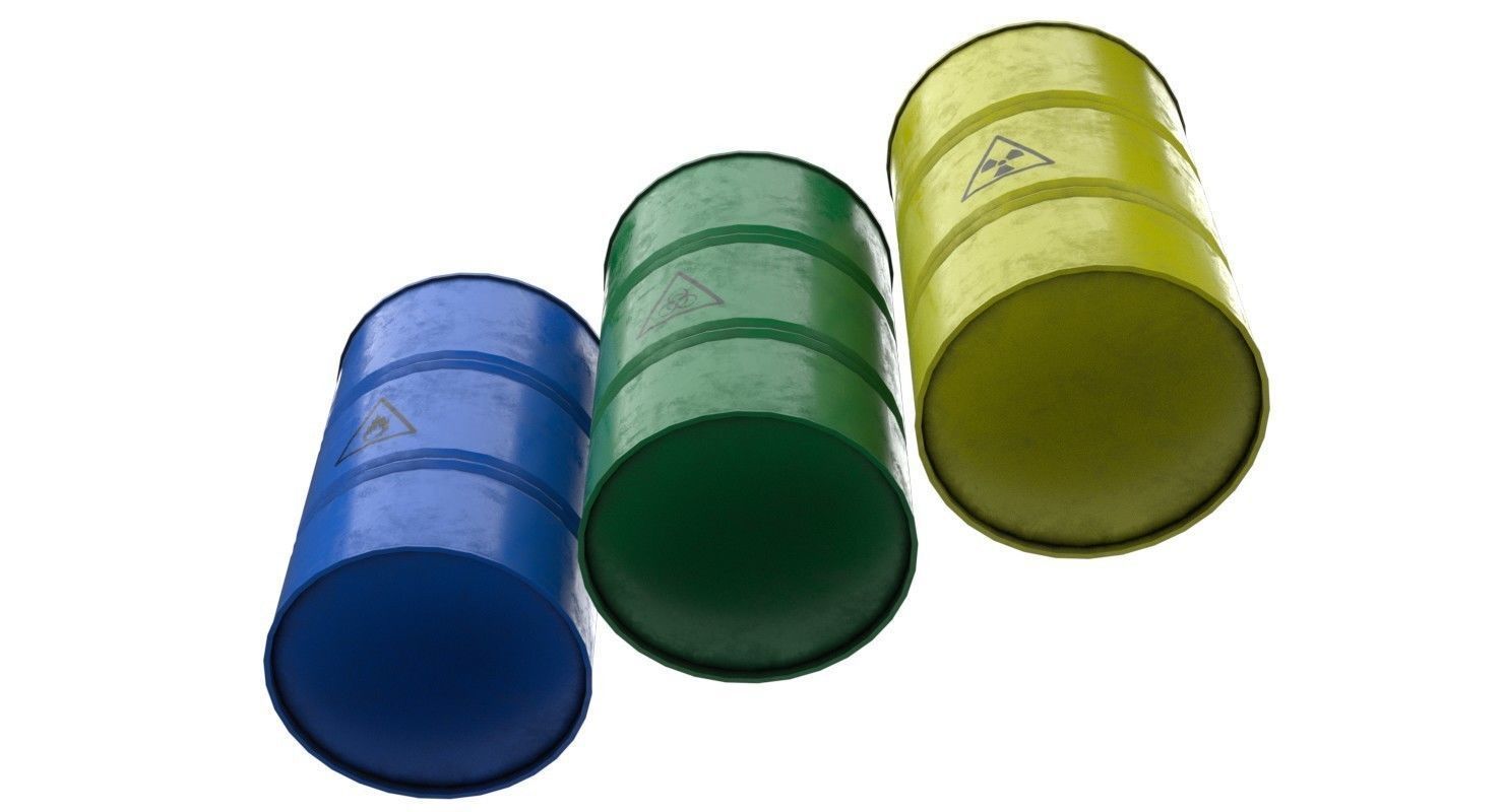Barrel 3 Lowpoly hazard barrels Low-poly 3D model_3