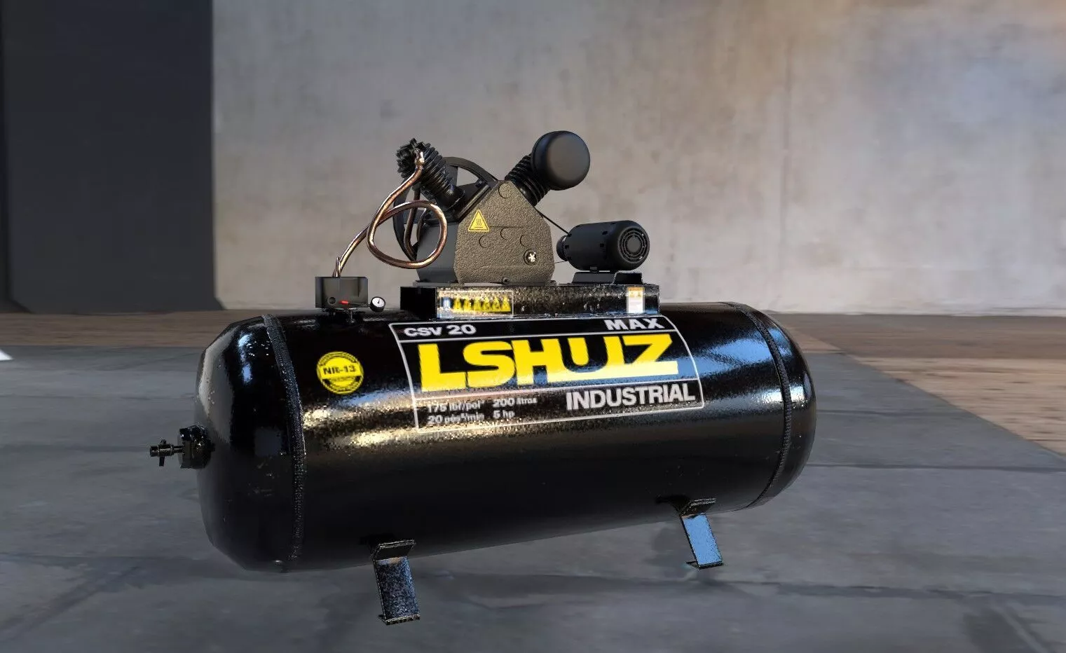 Industrial Air Compressor PBR Game Ready Low Poly Low-poly 3D model