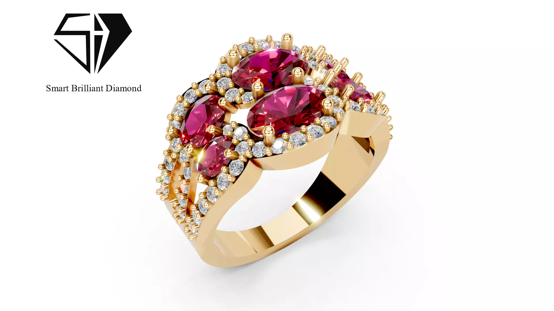 Luxury Ruby Diamond Gold Ring Womens Fine Jewelry 3D jr00423 3D print model