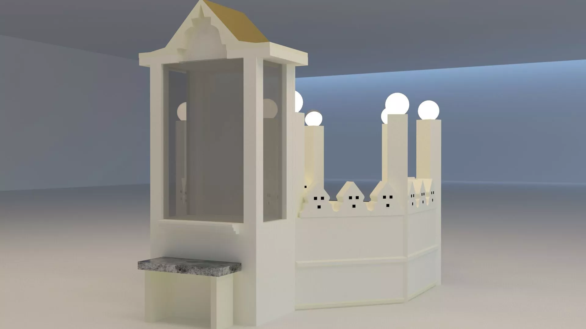 buddhist Temple 3D model Low-poly 3D model