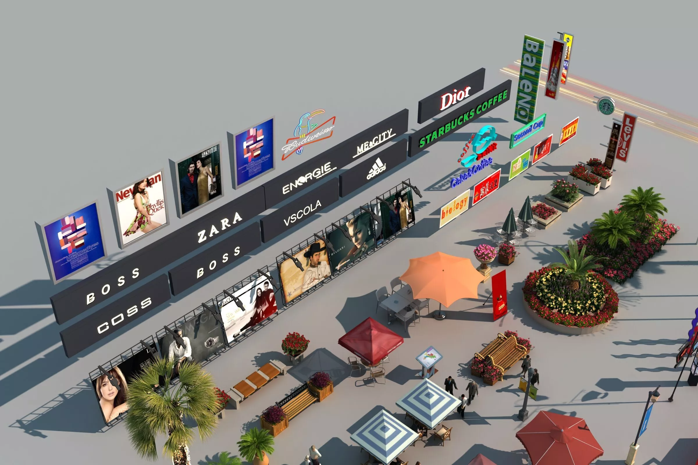 Commercial Street Furniture Outdoor Props Collection 3D model