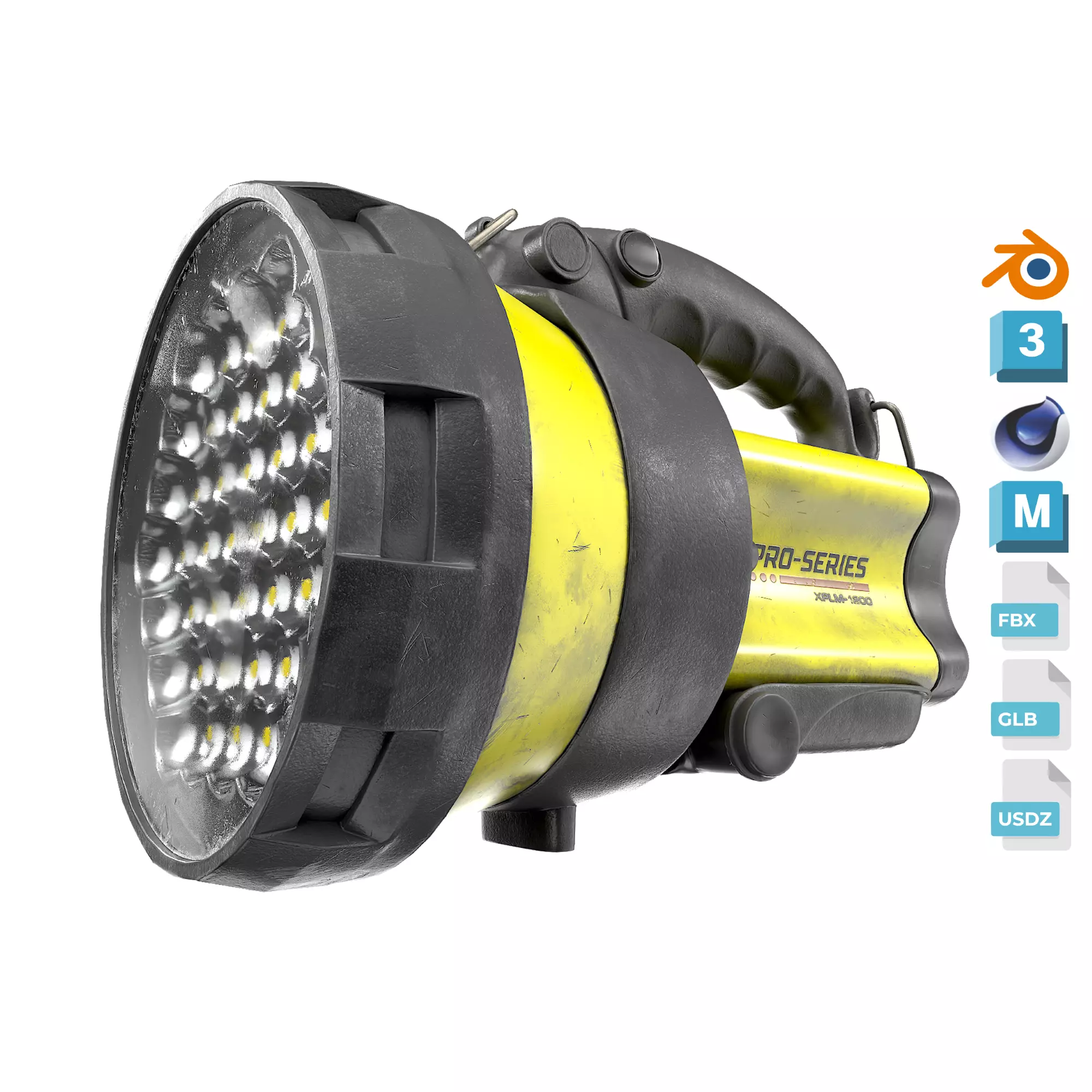 Generic Industrial LED Flashlight 3D model