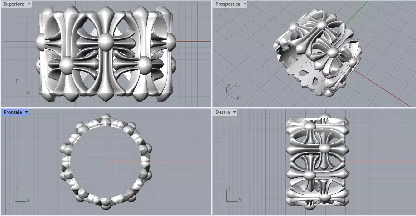 Chrome Hearts ring inspired featuring crosses all around 3D print model
