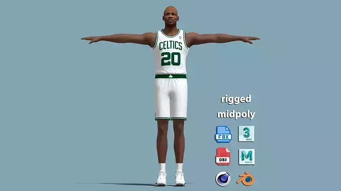 T-Pose Rigged Ray Allen Boston Celtics