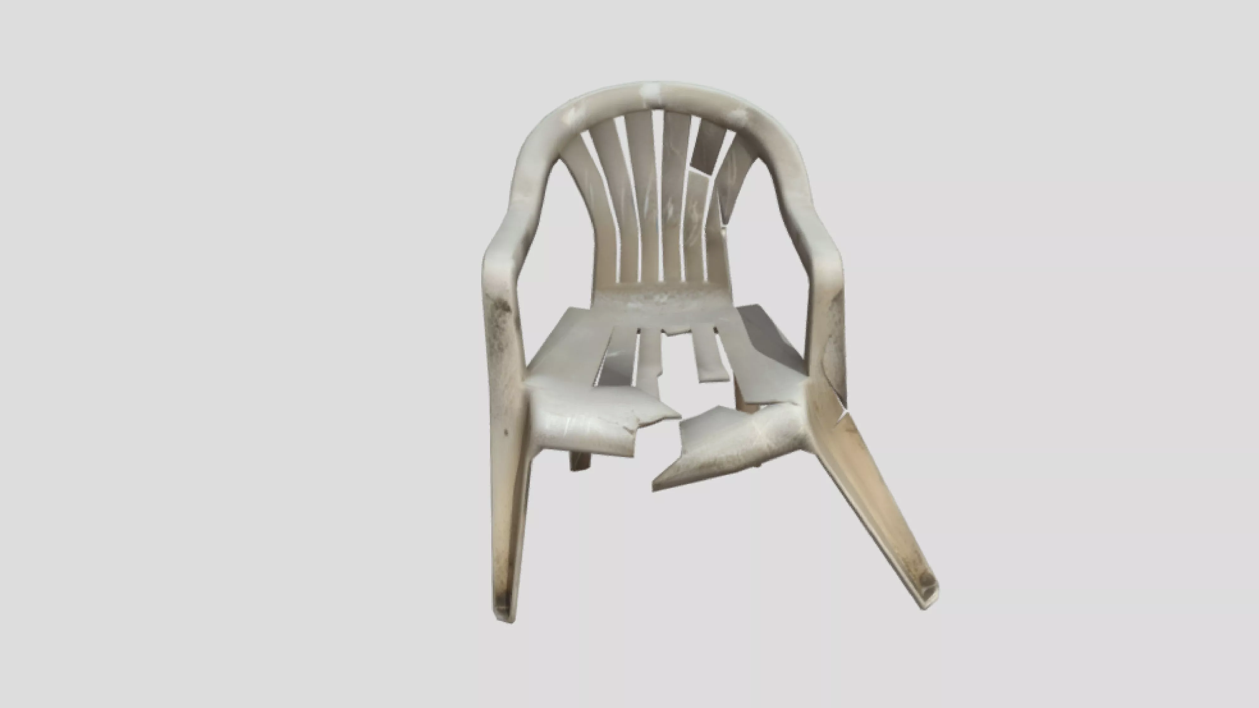 Broken Plastic Chair Low-poly 3D model