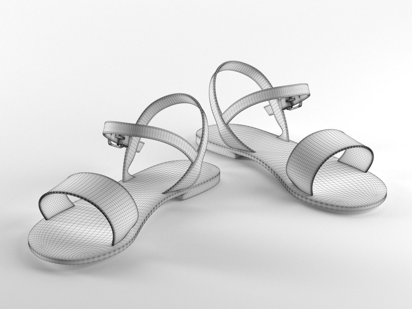 Flight Wide Fit Leather Sandals 3D model_1