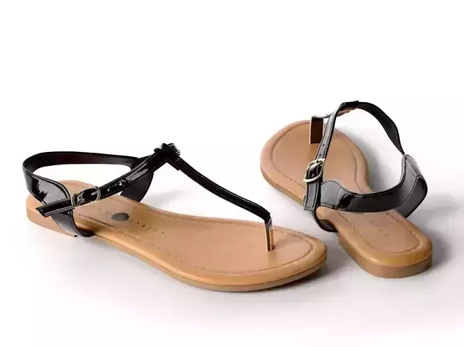 Black Toe Post Flat Sandals