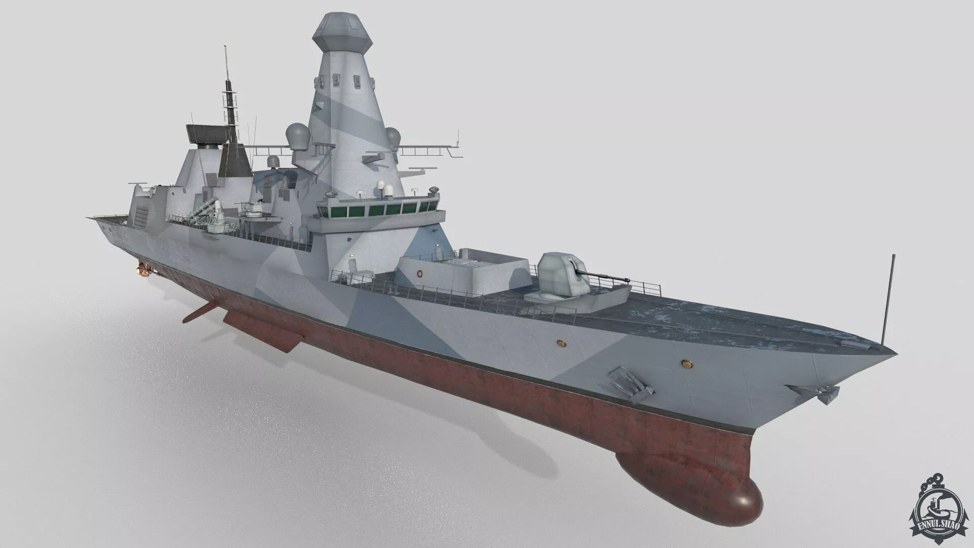 Modern British Destroyer gameready Low-poly 3D model