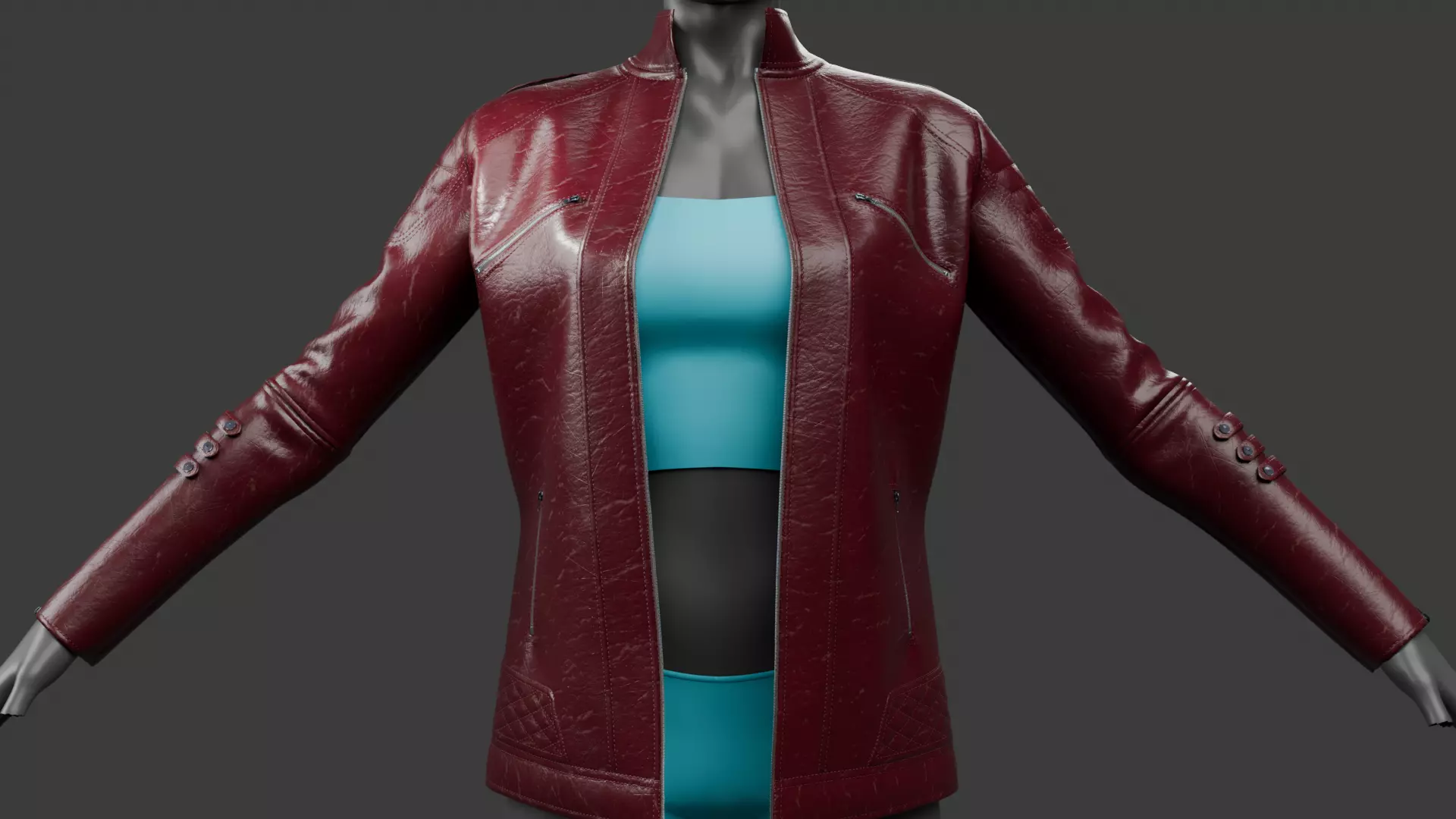 Realistic Leather Jacket for Women 4 Variants Game Ready Low-poly 3D model