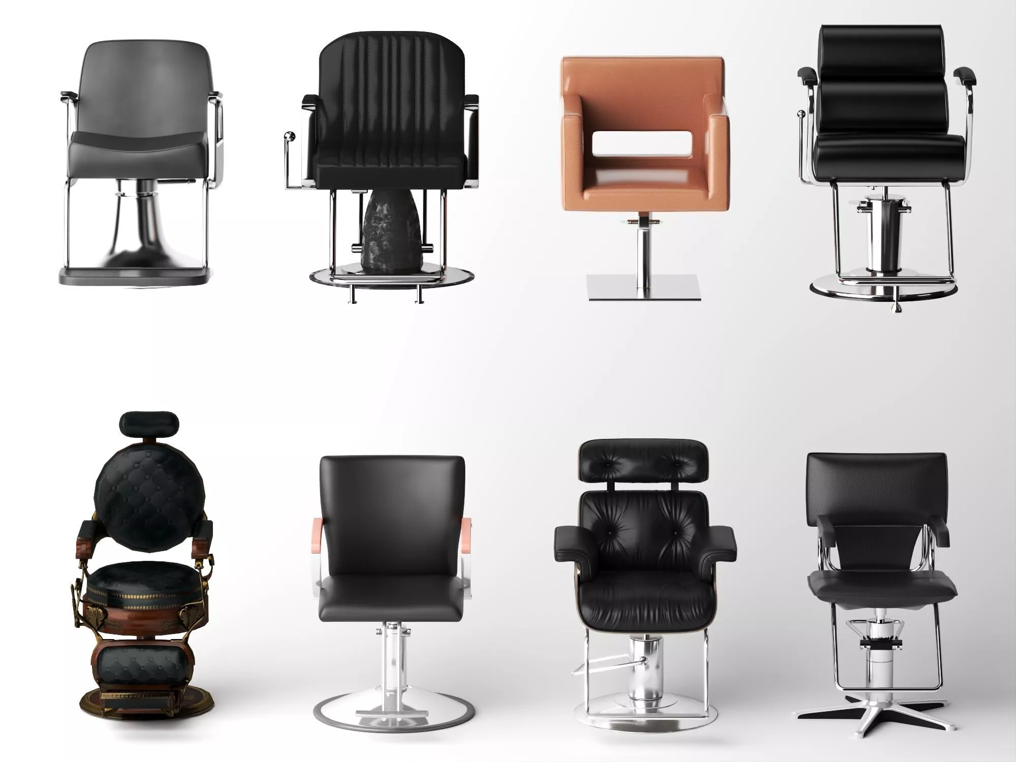Barber Salon Haircut Chair Collection 3D Model Pack 3D model