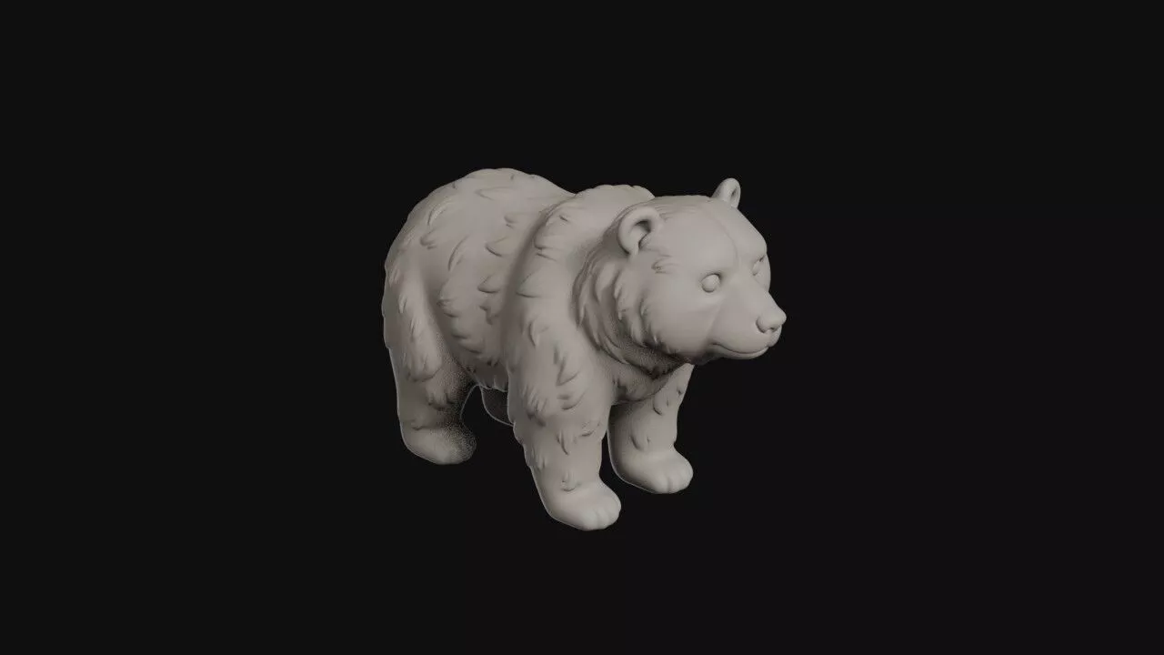 Cartoon Grizzly Bear 3D print model
