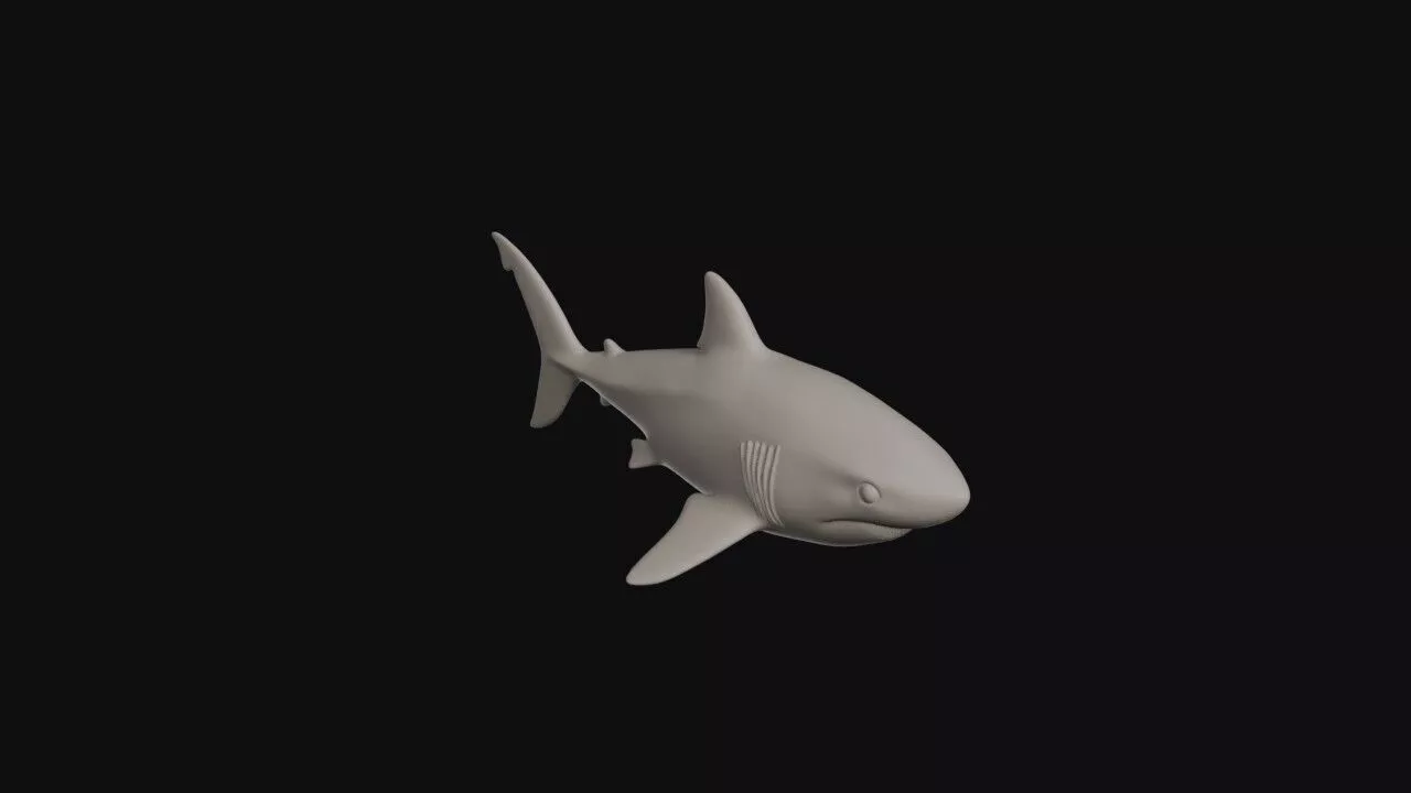 Cartoon Great White Shark 3D print model