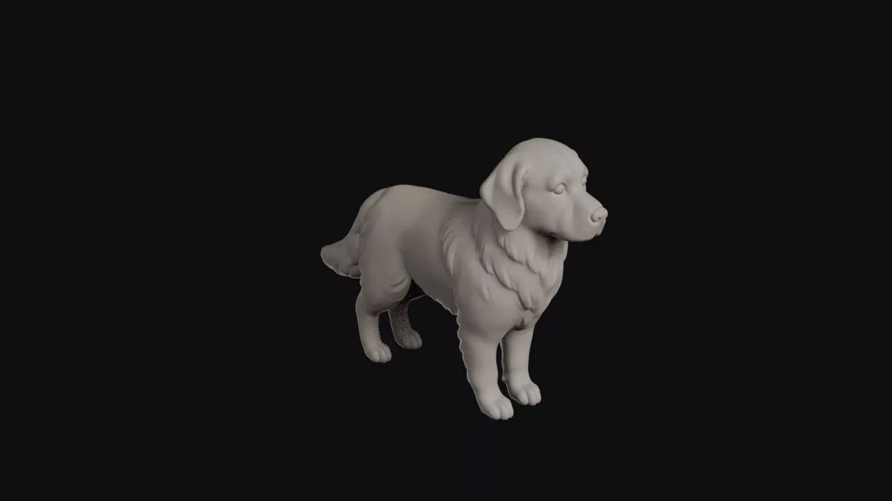 Cartoon Golden Retriever 3D print model