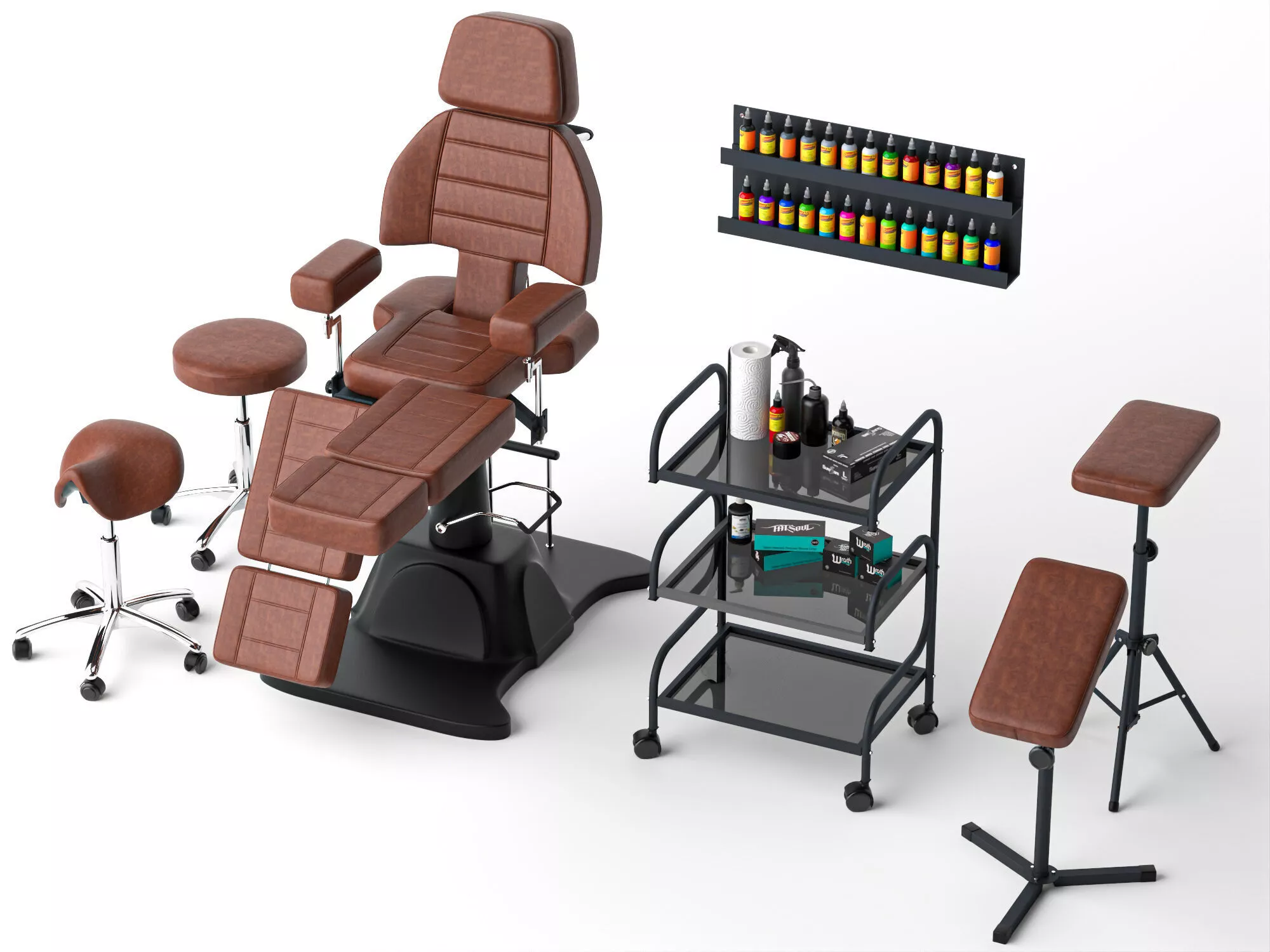 Tattoo Studio Equipment Furniture Set 3D Model Pack 3D model