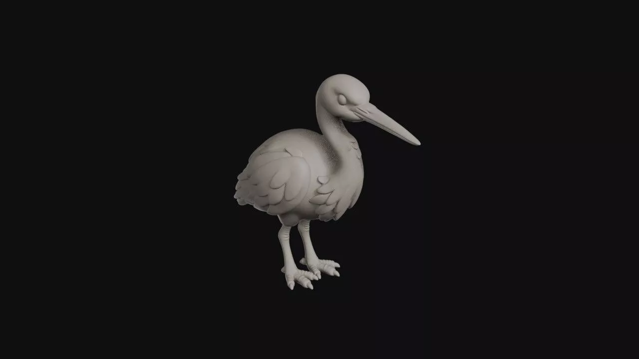 Cartoon Egret 3D print model
